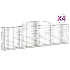 vidaXL 4 db &iacute;ves horganyzott vas gabion kos&aacute;r 300x30x80/100 cm