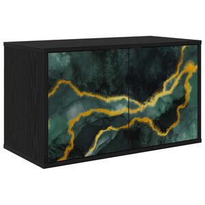 vidaXL Fals&iacute;that&oacute; TV Szekr&eacute;ny WIJHE 69 x 33 x 40 cm Fekete T&ouml;lgy