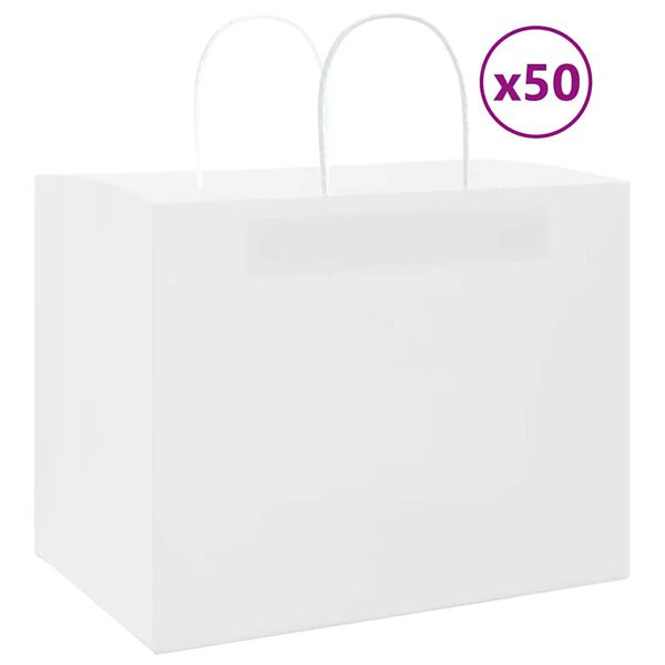 vidaXL 50 db feh&eacute;r pap&iacute;rzacsk&oacute;k foganty&uacute;kkal 32x22x24 cm