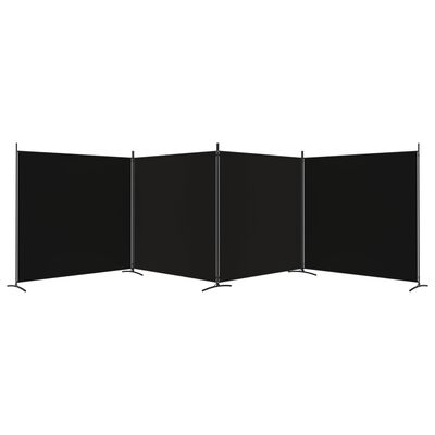 vidaXL 4 paneles fekete szövet térelválasztó 698x180 cm