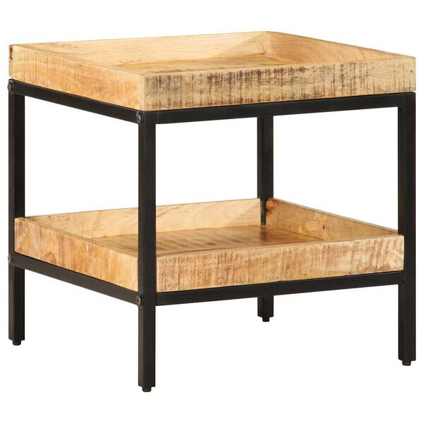 vidaXL Oldal asztal polcokkal Barna 45 x 45 x 45 cm T&ouml;m&ouml;r Mang&oacute;f&aacute;t