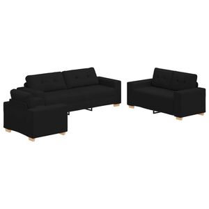 vidaXL Kanap&eacute; 3 db Fekete L&aacute;bbal kevert anyag