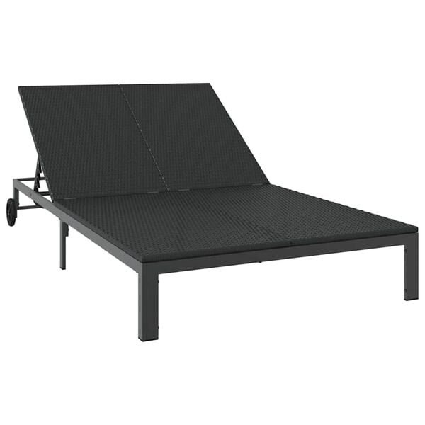 vidaXL Napoz&oacute;&aacute;gy 2-szem&eacute;ly Fekete 60 x 200 x 27cm polirattan