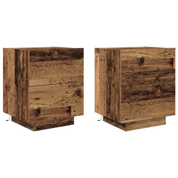 vidaXL &Eacute;jjeliszekr&eacute;ny fi&oacute;kkal 2 pcs &Ouml;reg fa 45 x 40 x 55 cm Faanyag