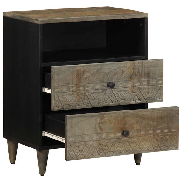 vidaXL világosszürke tömör mangófa éjjeliszekrény 50x33x60 cm