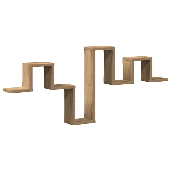 vidaXL Falpolc polcokkal kézműves tölgy 104,5 x 10 x 43 cm Faanyag