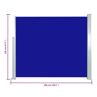 vidaXL kék behúzható oldalsó napellenző 120 x 300 cm