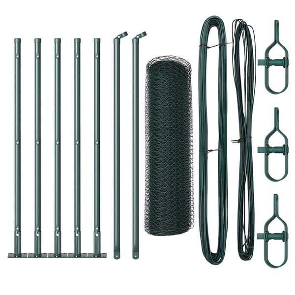 vidaXL Ker&iacute;t&eacute;soszlop Z&ouml;ld 10 x 0,6 m (13 mm h&aacute;l&oacute;) Ac&eacute;l &eacute;s PVC