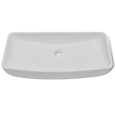 vidaXL szögletes fehér fürdőszobai kerámia mosdókagyló keverőcsappal