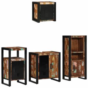 vidaXL F&uuml;rdőszoba b&uacute;tor szett 4 db T&ouml;bb sz&iacute;n &eacute;s Fekete 55 x 35 x 60 cm