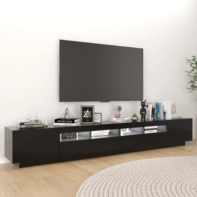 vidaXL fekete TV-szekrény LED-lámpákkal 260 x 35 x 40 cm