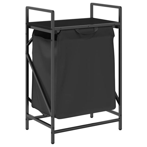 vidaXL fekete t&ouml;lgyfa mosodai kos&aacute;r 1 rekeszes polccal