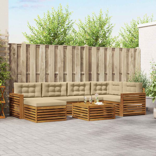 vidaXL K&uuml;lt&eacute;ri kanap&eacute; szett p&aacute;rn&aacute;val 7 pcs Term&eacute;szetes &eacute;s b&eacute;zs