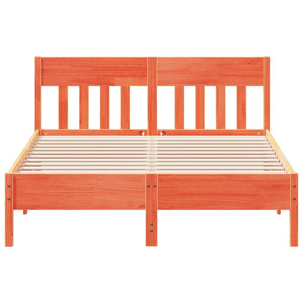 vidaXL viaszbarna t&ouml;m&ouml;r fenyőfa &aacute;gy matrac n&eacute;lk&uuml;l 120 x 190 cm