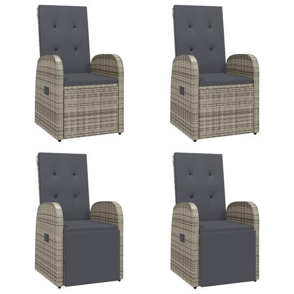 vidaXL 5 részes szürke polyrattan kerti étkezőgarnitúra párnával