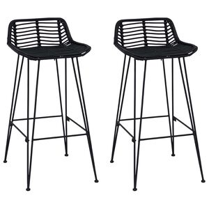 vidaXL B&aacute;rsz&eacute;k 2 pcs Fekete 44 x 46 x 91 cm Rattan &eacute;s ac&eacute;l