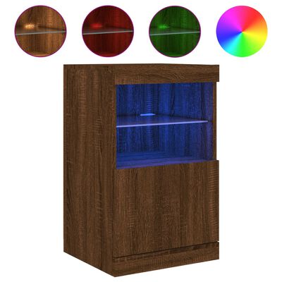 vidaXL barna tölgy színű tálalószekrény LED-ekkel 41 x 37 x 67 cm