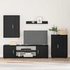 vidaXL TV szekr&eacute;ny garnit&uacute;ra 4 pcs Fekete t&ouml;lgy Faanyag