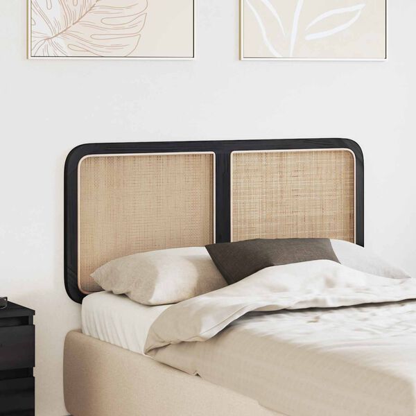 vidaXL Fejt&aacute;mla fejt&aacute;ml&aacute;val Fekete 120 x 55 x 3 cm Rattan