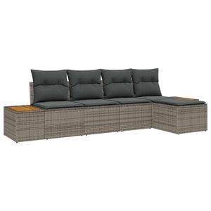 vidaXL Kerti Kanap&eacute; Szett 5 db Sz&uuml;rke Poli rattan