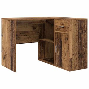 vidaXL Sarok&iacute;r&oacute;asztal fi&oacute;kkal polcokkal &Ouml;reg fa 102 x 88 x 75 cm