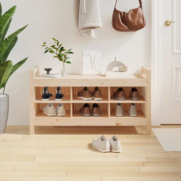 vidaXL t&ouml;m&ouml;r fenyőfa előszoba pad 110 x 40 x 60 cm