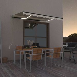vidaXL kr&eacute;msz&iacute;nű automata sz&eacute;l&eacute;rz&eacute;kelős &eacute;s LED-es napellenző 350x250cm