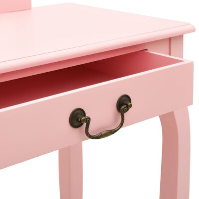 vidaXL rózsaszín császárfa MDF fésülködőasztal ülőkével 65x36x128 cm