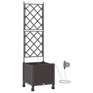 vidaXL Kertivir&aacute;gtart&oacute; &Ouml;nt&ouml;zővel &eacute;s Kerekekkel Barna 40 x 40 x 148 cm