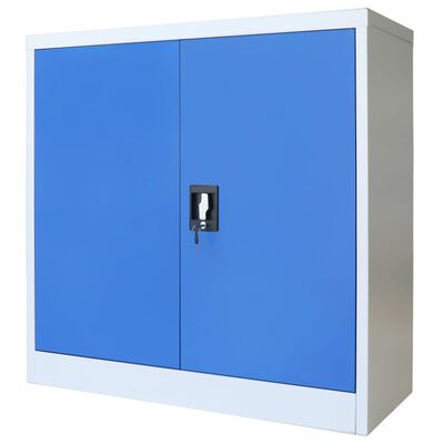 vidaXL szürke/kék fém irodaszekrény 90 x 40 x 90 cm