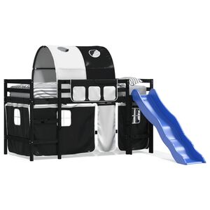 vidaXL feh&eacute;r-fekete t&ouml;m&ouml;r fenyő gyerek gal&eacute;ria&aacute;gy alag&uacute;ttal 80x200 cm