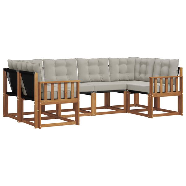 vidaXL K&uuml;lt&eacute;ri kanap&eacute; szett 6 pcs Term&eacute;szetes &eacute;s Vil&aacute;gossz&uuml;rke