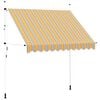 vidaXL k&eacute;zzel feltekerhető napellenző k&eacute;k-s&aacute;rga cs&iacute;kokkal 250 cm