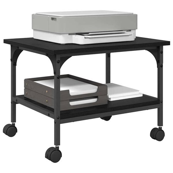 vidaXL Nyomtat&oacute;&aacute;llv&aacute;ny Fekete t&ouml;lgy 50 x 40 x 38 cm Faanyag