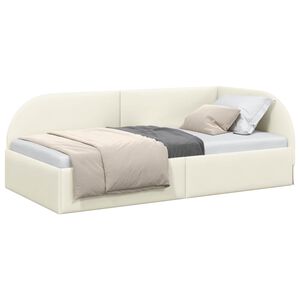 vidaXL Sarok&aacute;gy keret fejt&aacute;ml&aacute;val Kr&eacute;m 90 cm x 200 cm B&aacute;rsony
