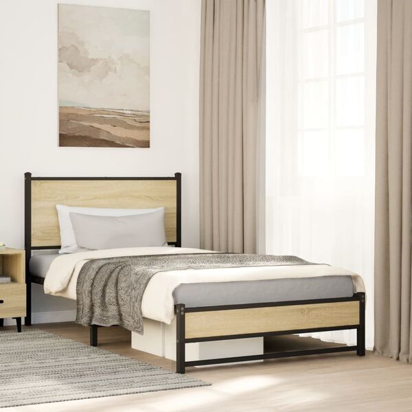 vidaXL sonoma t&ouml;lgy sz&iacute;nű f&eacute;m &aacute;gykeret matrac n&eacute;lk&uuml;l 100 x 200 cm