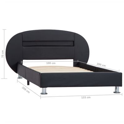 vidaXL fekete LED-es műbőr ágykeret 100 x 200 cm