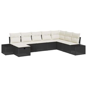 vidaXL Kerti Kanap&eacute; Szett p&aacute;rn&aacute;val 8 pcs Fekete Poli rattan