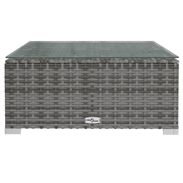 vidaXL szürke polyrattan és üveg kerti dohányzóasztal 60 x 60 x 30 cm