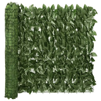 vidaXL sötétzöld leveles erkélyparaván 400 x 75 cm