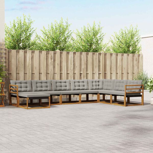 vidaXL K&uuml;lt&eacute;ri kanap&eacute; szett 8 pcs Term&eacute;szetes &eacute;s Vil&aacute;gossz&uuml;rke