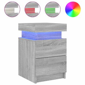 vidaXL sz&uuml;rke sonoma sz&iacute;nű &eacute;jjeliszekr&eacute;ny LED-vil&aacute;g&iacute;t&aacute;ssal 35x39x55 cm