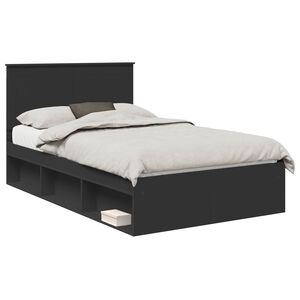 vidaXL &Aacute;gykeret fi&oacute;kkal Egysz&iacute;nű Fekete 135 x 190 cm T&ouml;m&ouml;r fenyőfa