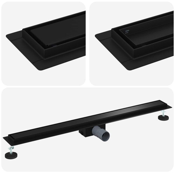 vidaXL 2 az 1-ben zuhanylefoly&oacute; Fekete 100 cm Rozsdamentes ac&eacute;l 304