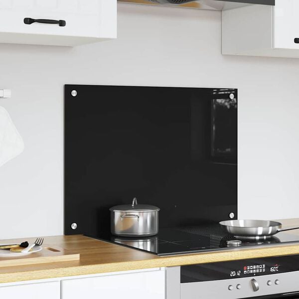 vidaXL Konyhai splashback Fekete 70 x 50 cm edzett üveg