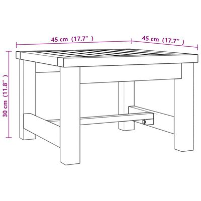 vidaXL tömör tíkfa dohányzóasztal 45 x 45 x 30 cm