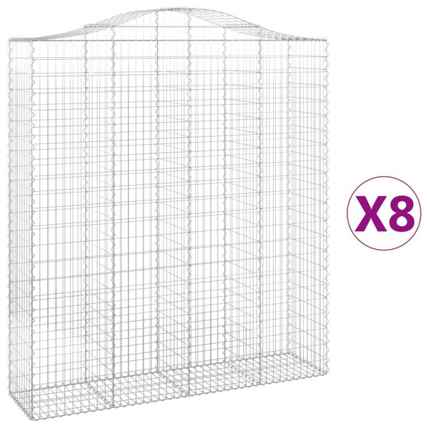 vidaXL 8 db íves horganyzott vas gabion kosár 200x50x220/240 cm