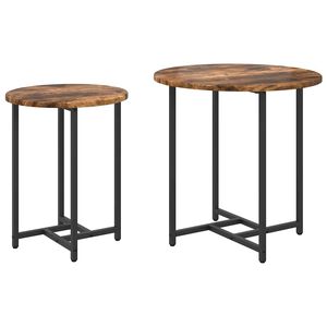 vidaXL Kisasztal k&eacute;szlet 2 db F&uuml;st&ouml;lt T&ouml;lgy &eacute;s Fekete 50 x 50 x 50 cm