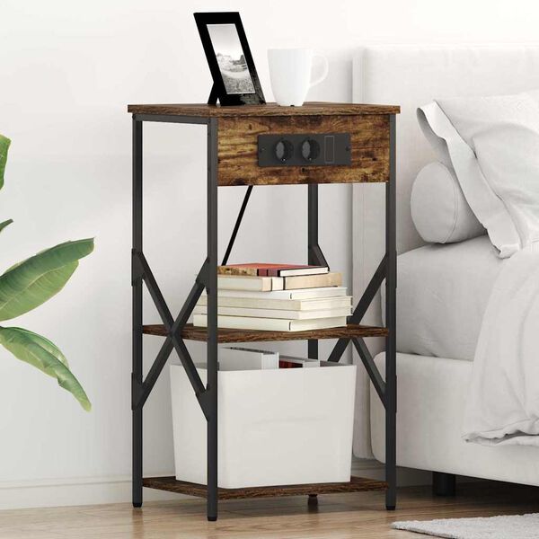 vidaXL &Eacute;jjeliszekr&eacute;ny 2 pcs F&uuml;st&ouml;lt t&ouml;lgy 41 x 31 x 76 cm Faanyag