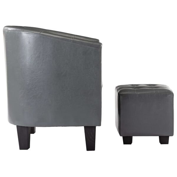 vidaXL sz&uuml;rke műbőr kagyl&oacute;fotel l&aacute;bzs&aacute;mollyal